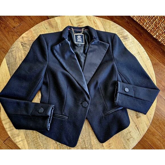 Juicy Couture Womens Black Italian Fabric Blazer Jacket Wool Blend Size 2 EUC - Picture 1 of 9